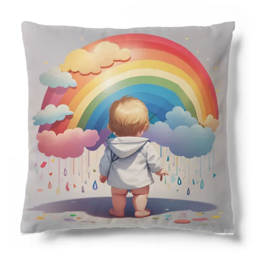 虹を見る赤ちゃん クッション