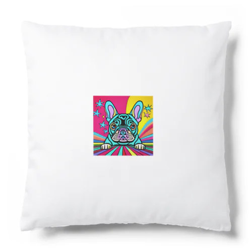 サイケデリックなフレンチブルドッグのイラストグッズ Cushion