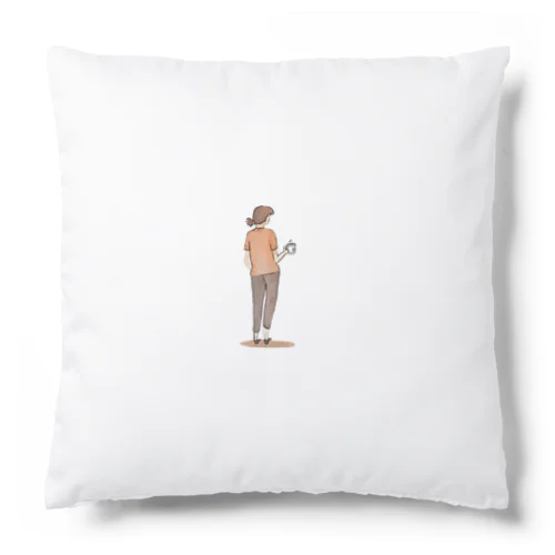 シンプルライフ　ー休憩する女性ー　カラーver. Cushion