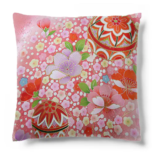 京友禅　手毬小花　ピンク Cushion