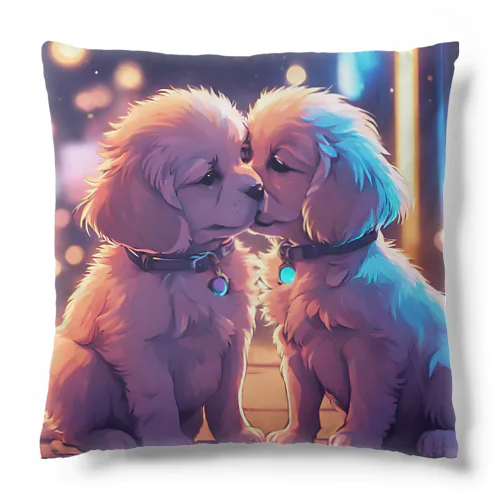 キュートな子犬同士のキス Cushion