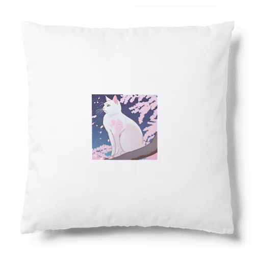 白猫　夜 Cushion