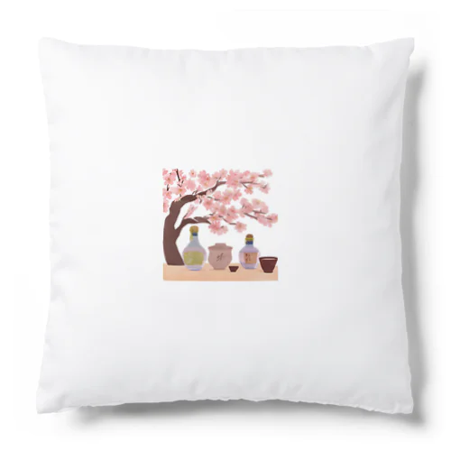 桜の下で花見酒 Cushion