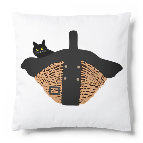 カゴバッグと黒猫 Cushion