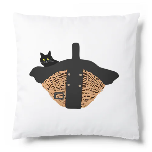 カゴバッグと黒猫 Cushion