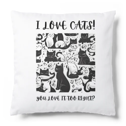 私は猫が好き!（淡色用） Cushion