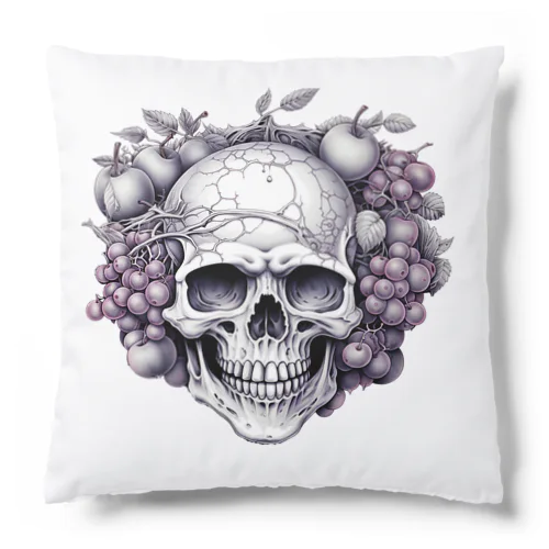 フルーツに囲まれたSKULL Cushion