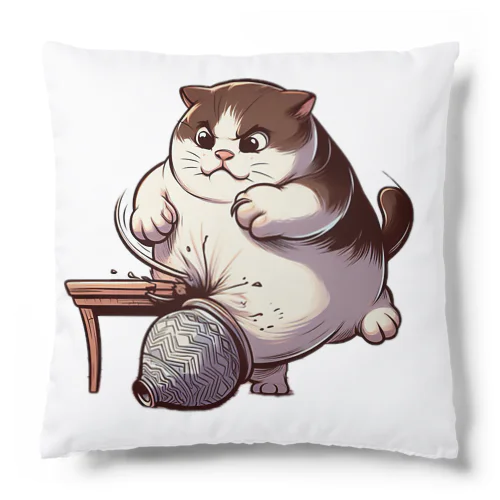 怒っている太った猫 Cushion