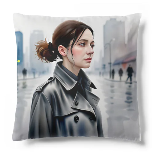 コートの女性 Cushion