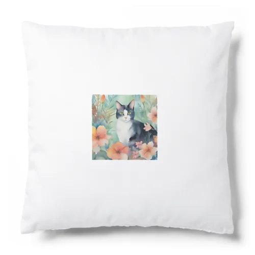 花と猫 Cushion