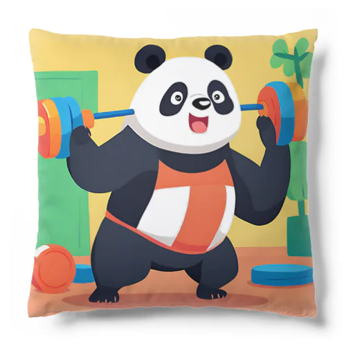 筋トレをするパンダイラストのグッズ Cushion