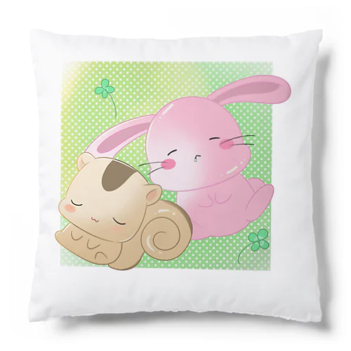 お昼寝 うさぎとリス Cushion