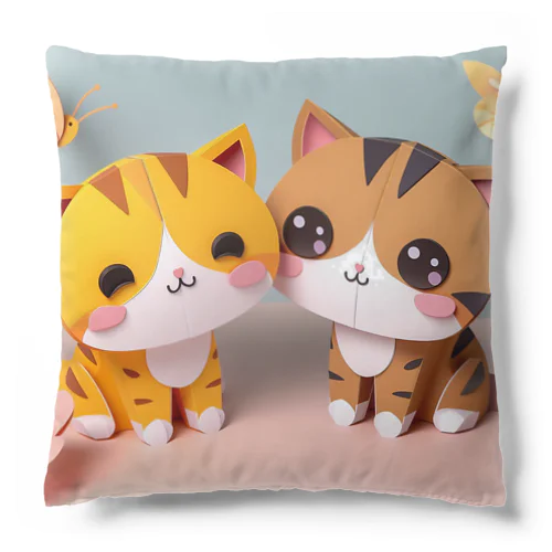 ペーパークラフト風の猫 Cushion