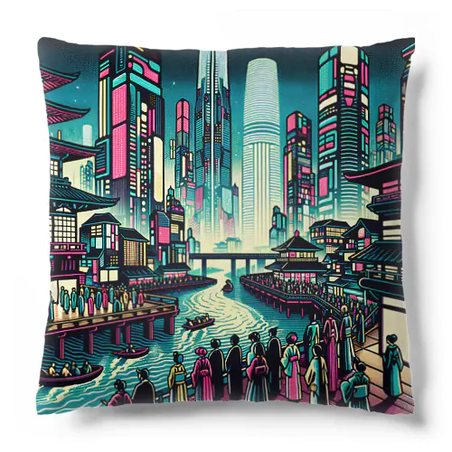 光と闇が交錯する未来都市 Cushion