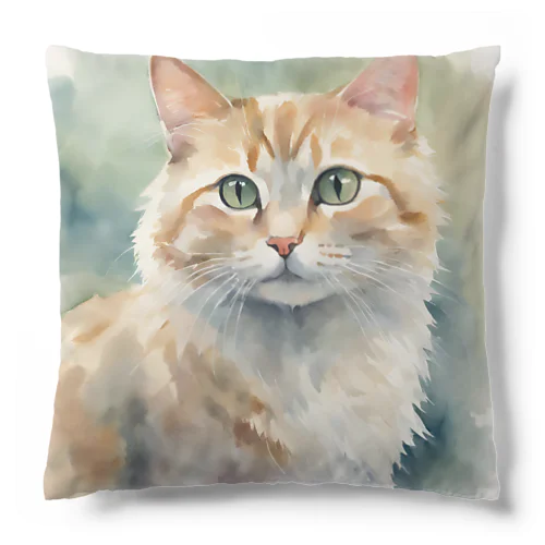 癒しの水彩画子猫　Healing Watercolor Painting: Kitten Cushion