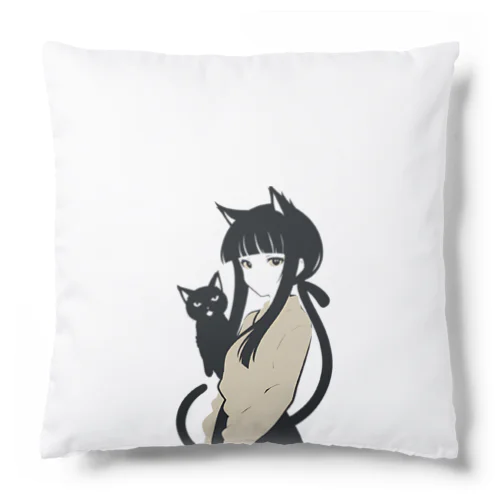 黒猫の少女 Cushion