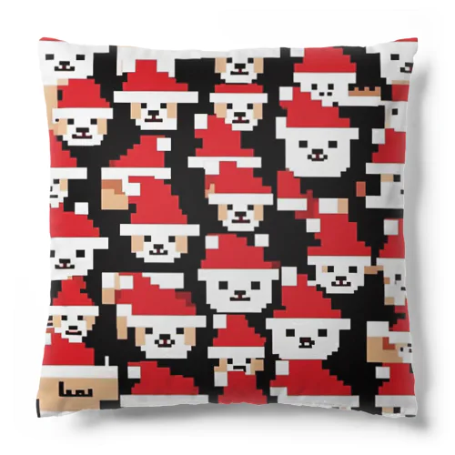 ドット絵の犬　クリスマス Cushion