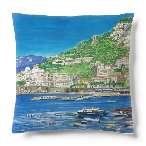 イタリアの港の風景 Cushion