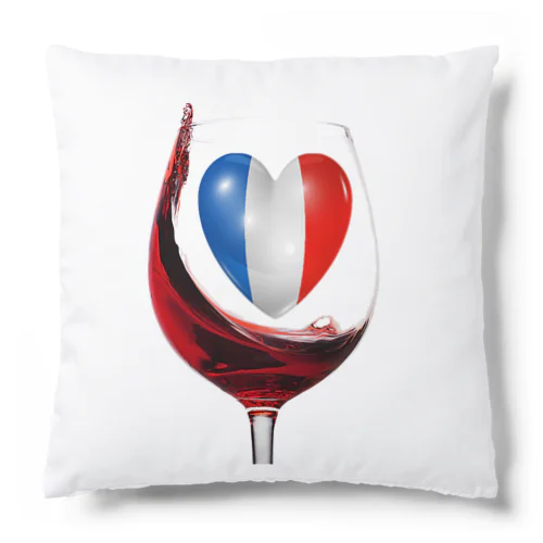 国旗とグラス：フランス（衣類） Cushion