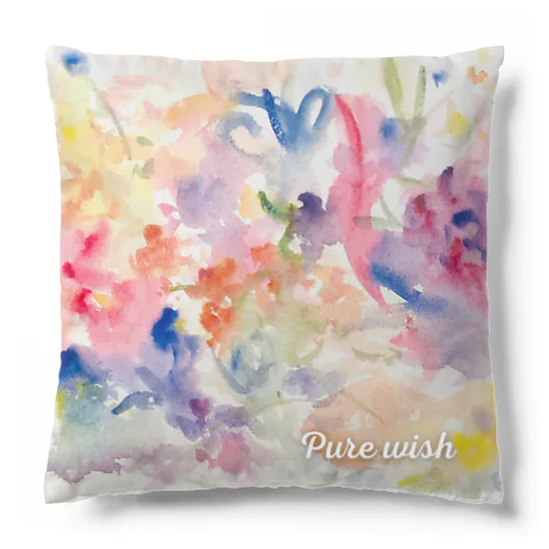 3色水彩のハートアート_PureWish Cushion