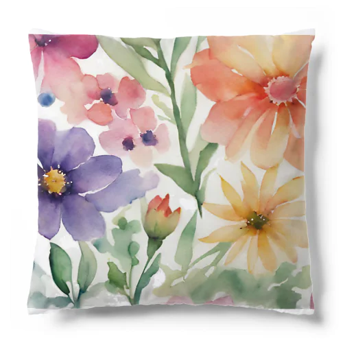 素敵なお花の水彩画 Cushion