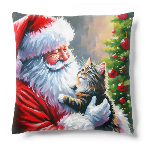 Santa and a Cat Cushion