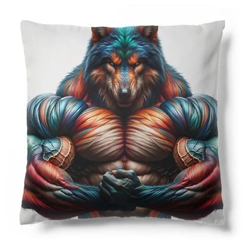 rainbow wolf strong Cushion