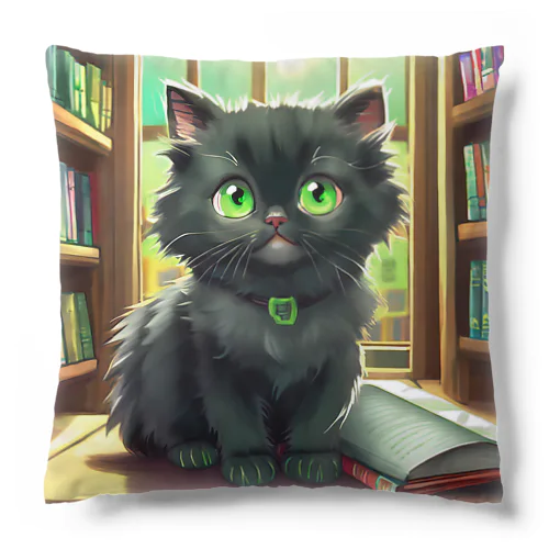 図書室の黒猫01 Cushion
