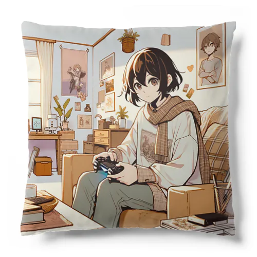 夕焼けに彩られたゲームの時間 Cushion