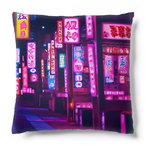 中華的な夜の街並み Cushion