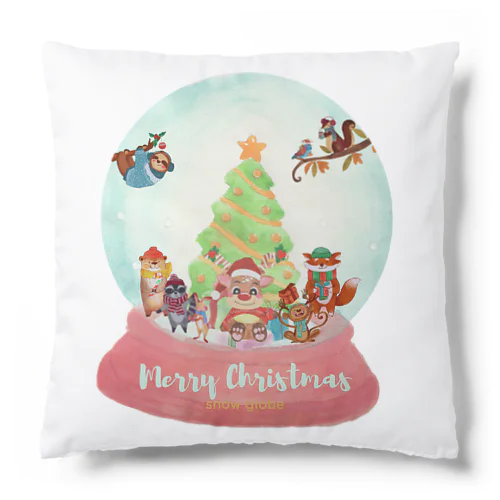 トナカイと愉快な動物たちのクリスマススノードーム Cushion