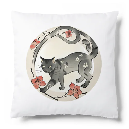 和風黒猫 Cushion