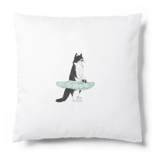 バレリーナ黒ぶち猫 Cushion