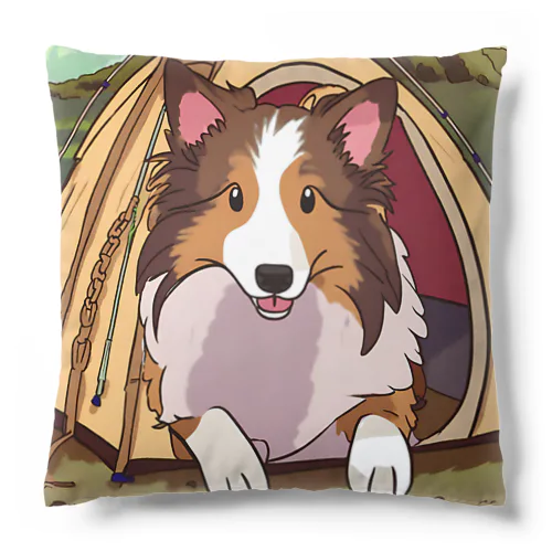 camper's dog  シェットランドシープドッグ　イラスト Cushion