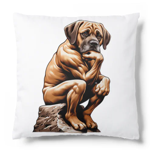 【Thinks】考える犬 Thinking Dog Cushion