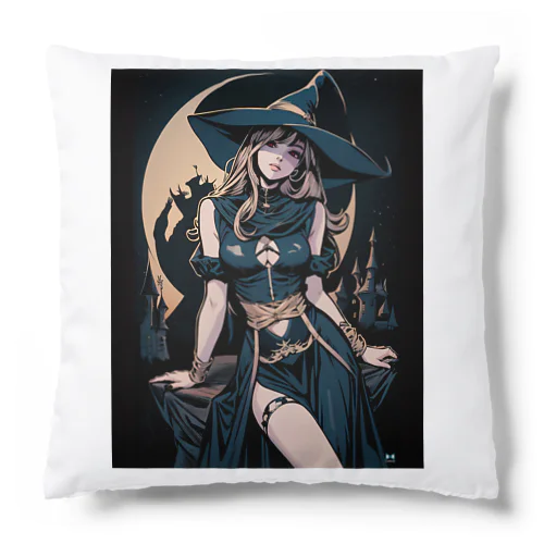 青いマントのブロンド魔女 Cushion