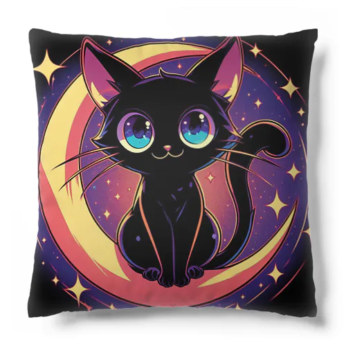 三日月と黒猫 Cushion