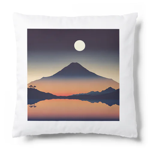 朝焼けの山と月 Cushion