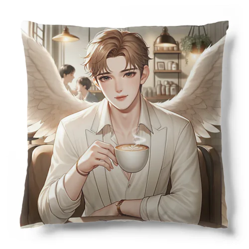 コーヒーブレイク☕を楽しむイケメン天使　まきゃべる Cushion
