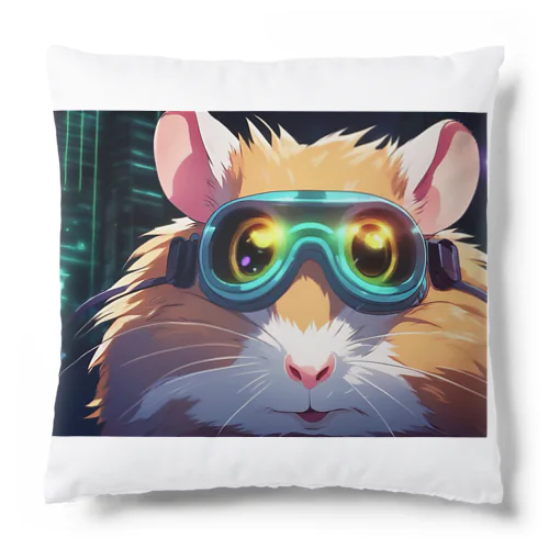 「夢のような夜の世界、ハムスターのアニメチックな冒険！」 Cushion