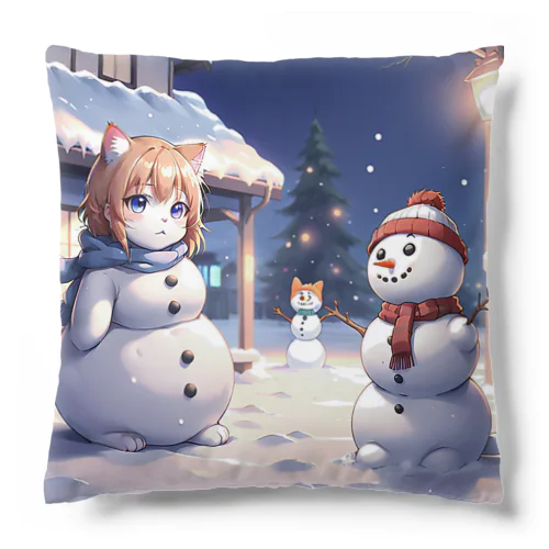 するめ猫雪だるまグッズ Cushion