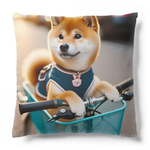 自転車に乗りたいお年頃の柴犬 Cushion