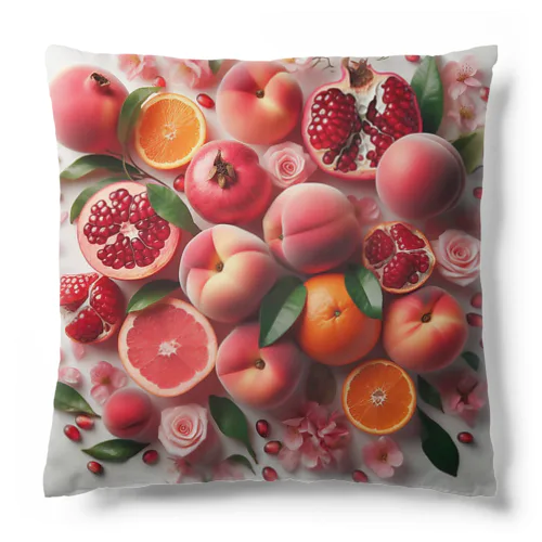 ざくろ、桃、柑橘の実/Pomegranate,Peach,Citrus Cushion