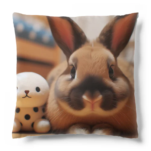 ぬいぐるみとうさぎ Cushion