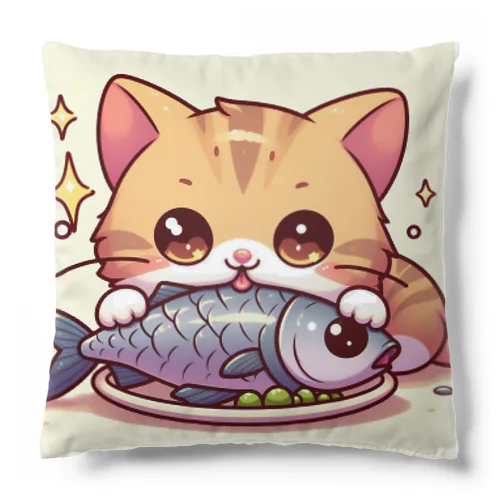 魚を前にドヤ顔にゃんこ☆ Cushion