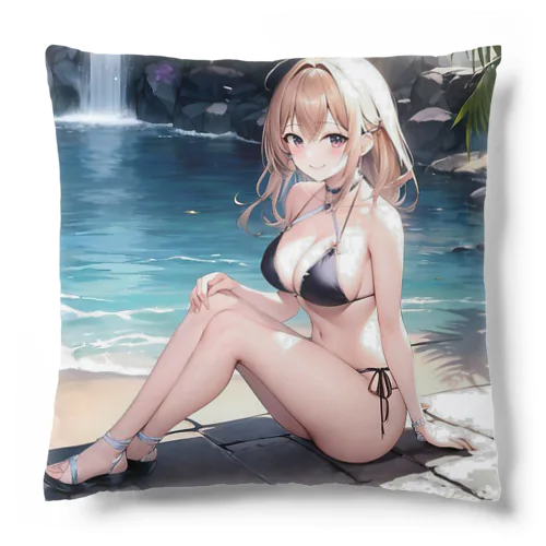 黒いビキニの女の子（金髪ver） Cushion