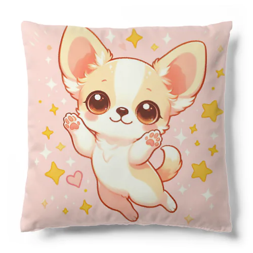 愛くるしいクリーム色のチワワ - ジャンプver Cushion