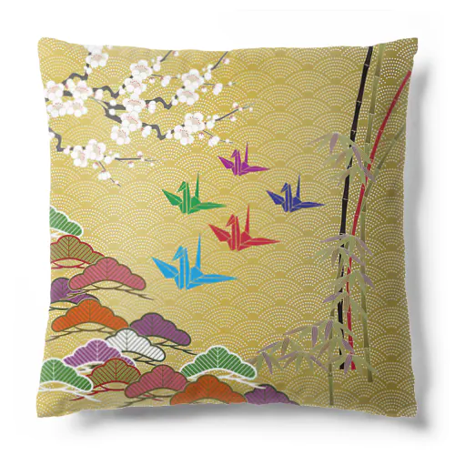 折り鶴・松竹梅クッション Cushion