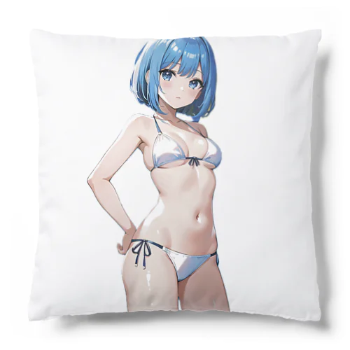 白いビキニの美少女 Cushion