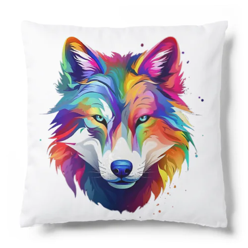 カラフルなおおかみ Cushion